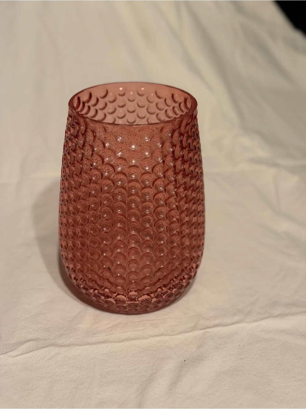 Pink Hobnail Glass Vase Bubble Textured Blush Cottagecore Home Decor